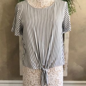 Socialite striped top tie front size M